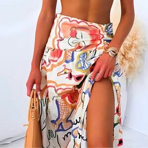 Summer printed wrap skirt